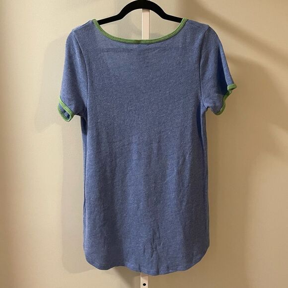 LuLaRoe Blue Tunic with Green Trim - Picture 3 of 3